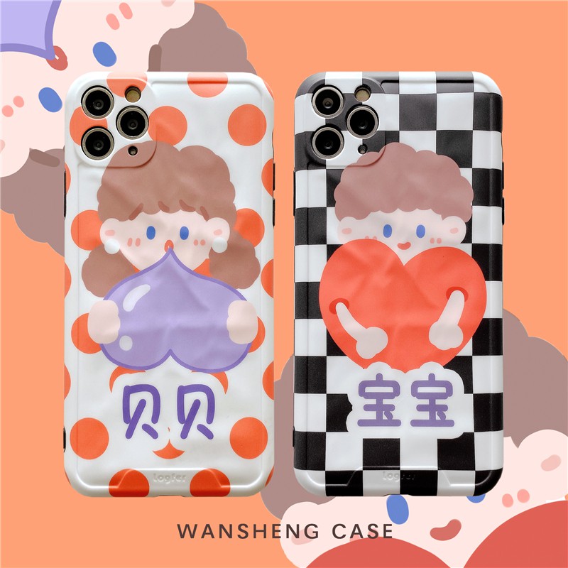 Cute cartoon baby couple soft shell 11Pro Max Apple X / XS / XR mobile phone shell iPhone7p / SE2 fe