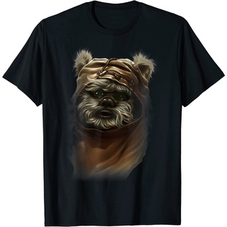 เสื้อยืดสีดำอินเทรนด์เสื้อยืดลําลอง ผ้าฝ้าย พิมพ์ลายกราฟฟิค Star Wars Wicket Ewok Portrait แฟชั่นสําหรับผู้ชายS-4XL