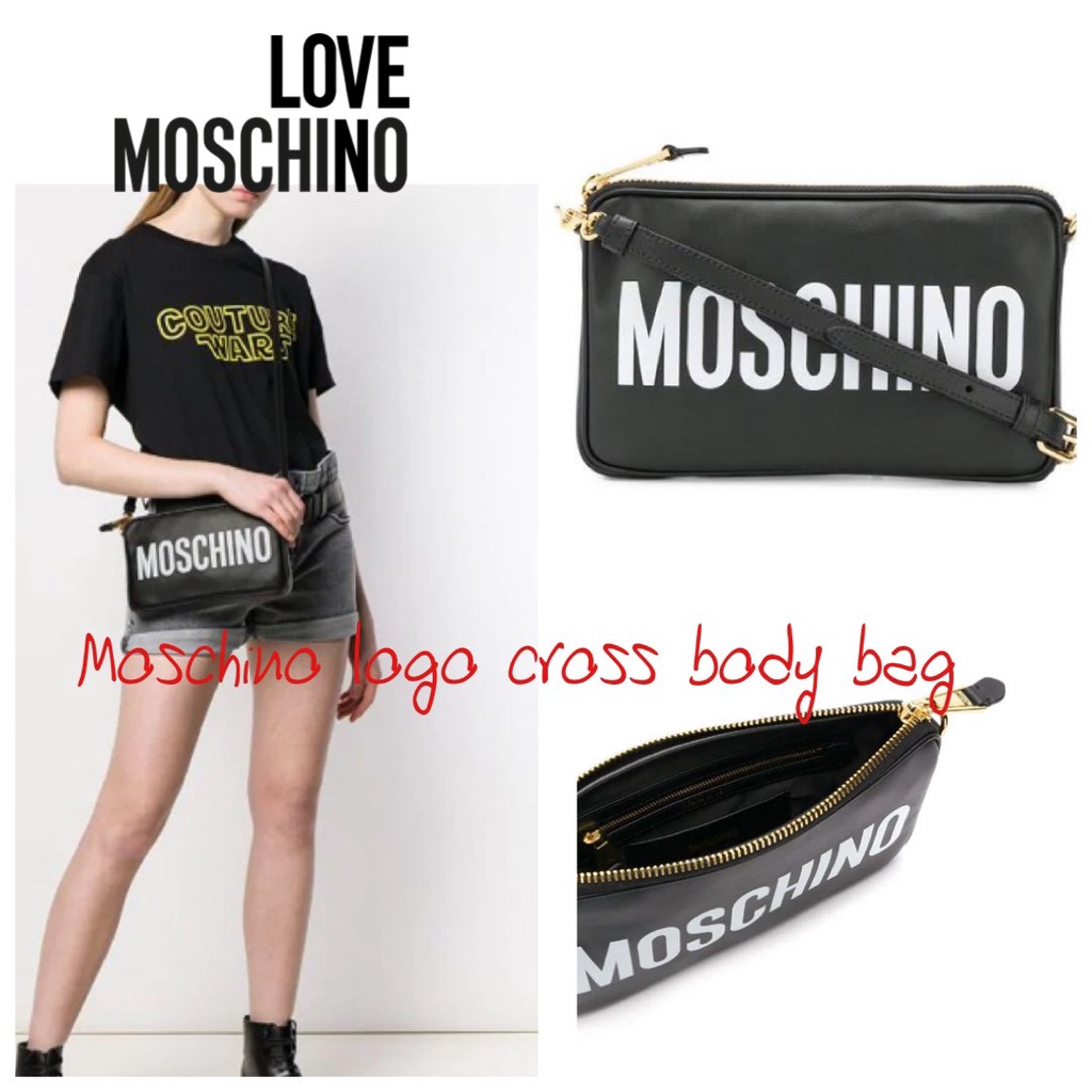 กระเป๋าสะพายข้าง พร้อม Cardและถุงผ้า Moschino logo cross body bag แบรนด์ดังสุดแซบจากประเทศอิตาลี