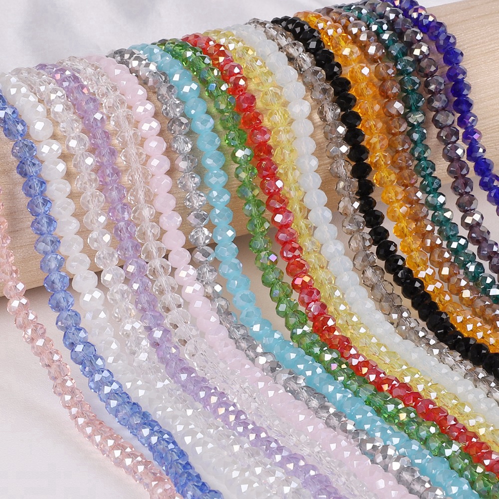 2 3 4 6 8 มม.หลายสีคริสตัลลูกปัดตัดเหลี่ยมเพชรพลอยรอบแก้วลูกปัดสําหรับเครื่องประดับทํา ทําเอง สร้อยข้อมือสร้อยคอ