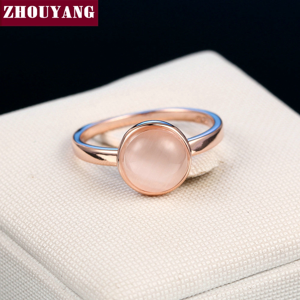Zhouyang خاتم نسائي بحجر الوردة الذهبي — صورة 5