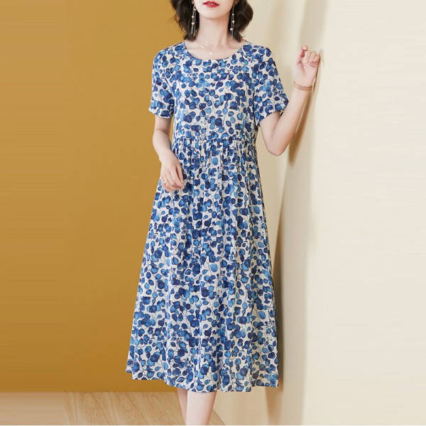 Hangzhou2021New Famous Silk Dress for Women100%Mulberry Silk Floral Dress off-Season Special Clearance
