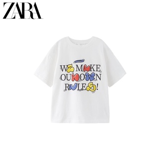 Zara ใหม่ เสื้อยืดแขนสั้น พิมพ์ลาย สําหรับผู้ชาย และผู้หญิง