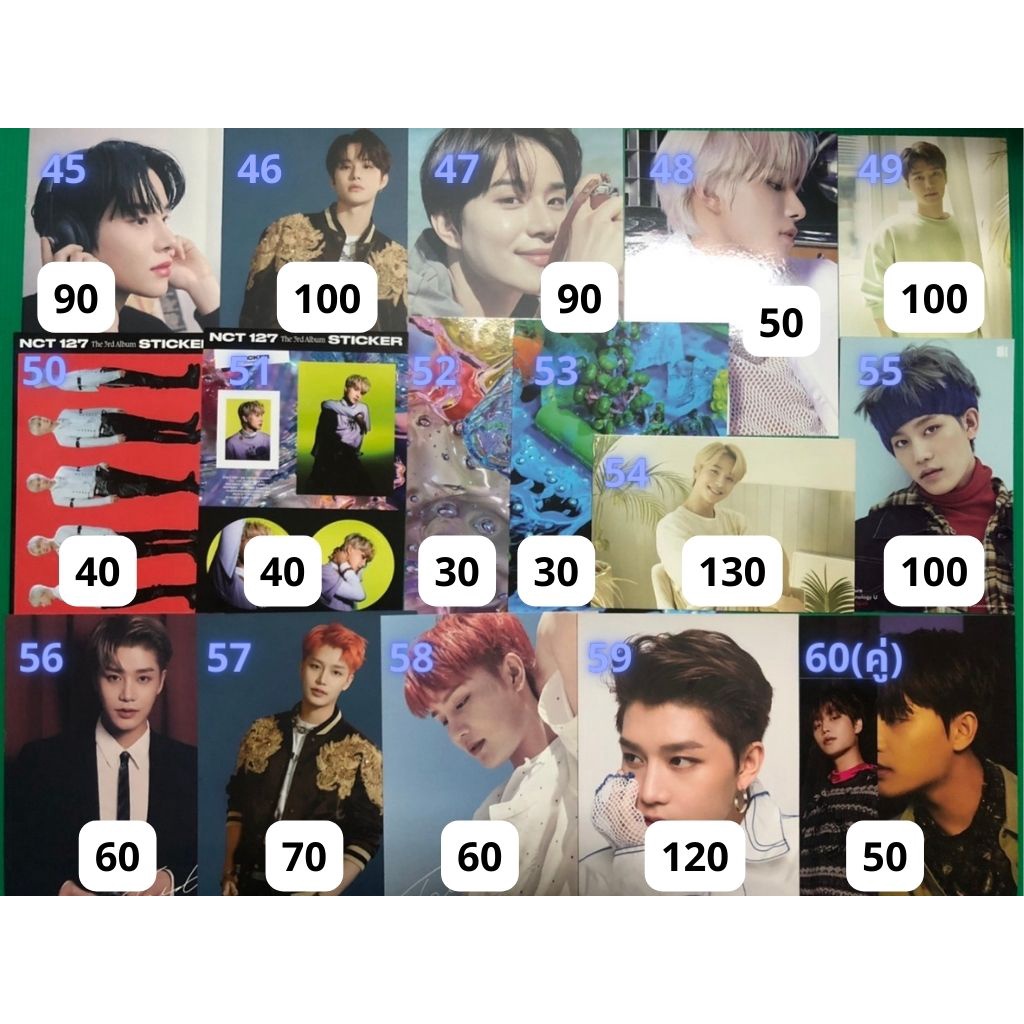 45-74 ของแท้โปสการ์ด การ์ดขูด สติ๊กเกอร์ nct แจมิน อินจุน แฮชาน จีซอง แทอิล เจโน่ แทยง โดยอง มาร์ค จ