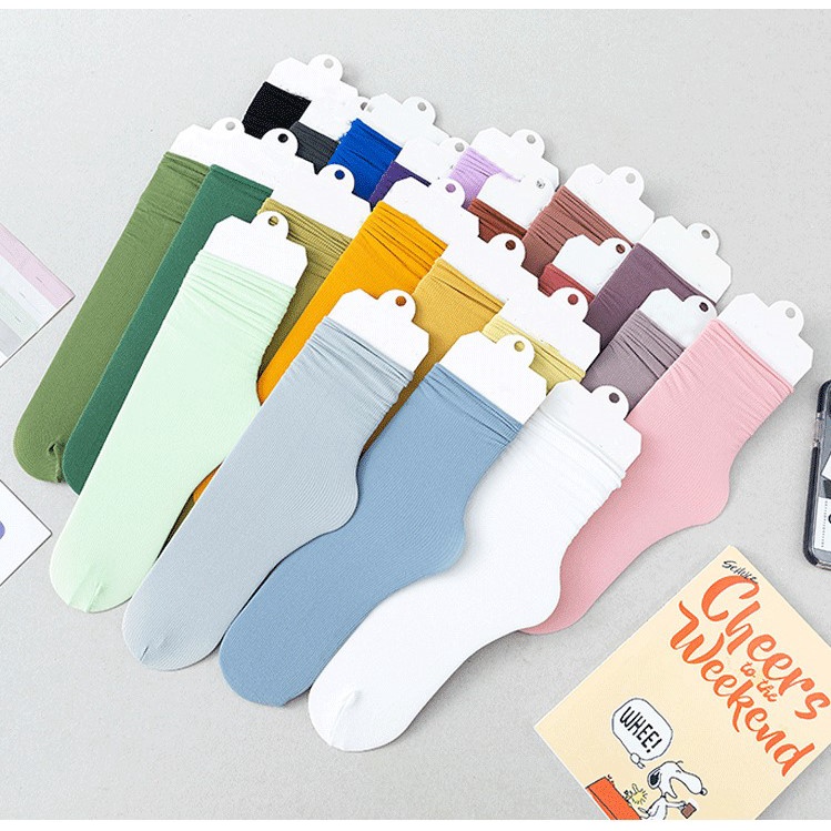 <ร้านไทยส่งได้เลย> ถุงเท้าสไตล์เกาหลีรุ่นบาง ใส่เย็นสบาย สีเยอะที่สุด 40 สีจุกๆ