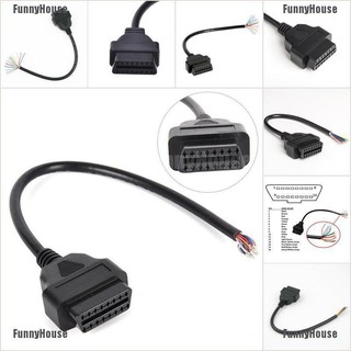 [FunnyHouse] สายเคเบิลเชื่อมต่อ OBD OBD-II 16 Pin ตัวเมีย สําหรับวินิจฉัย