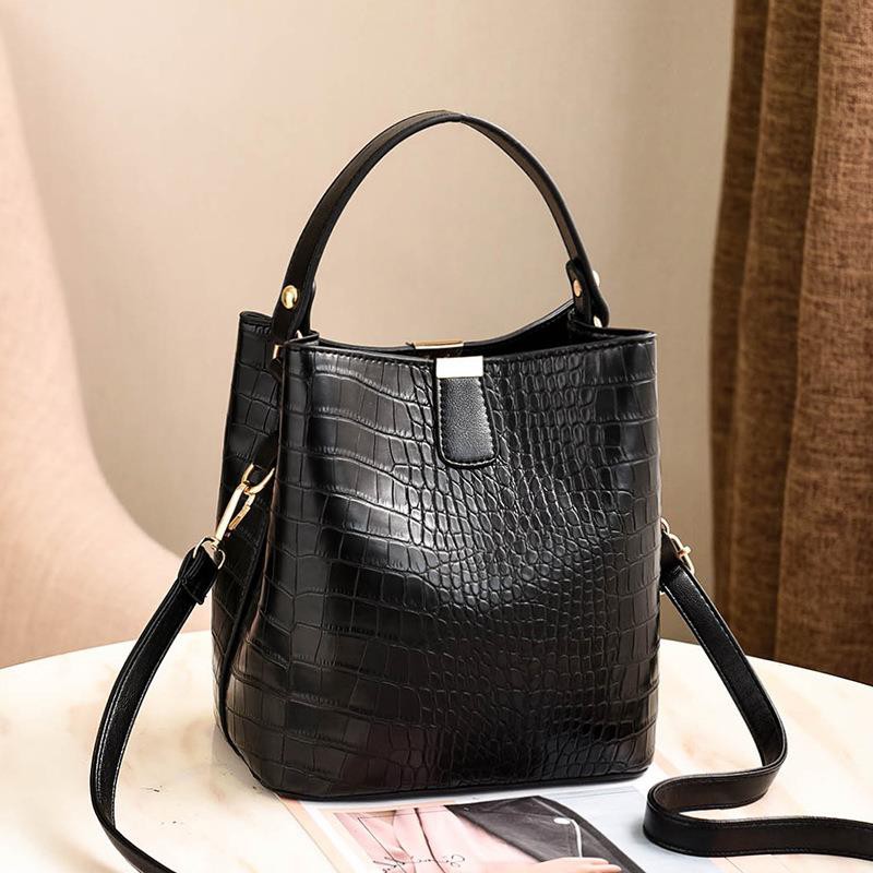 JK 6863 WAREHOUSE FASHION BUCKET HANDBAG GLOSSY CROCO MOTIF U4079 E6634 C8496 Y9881 T116 Z2318 P1003