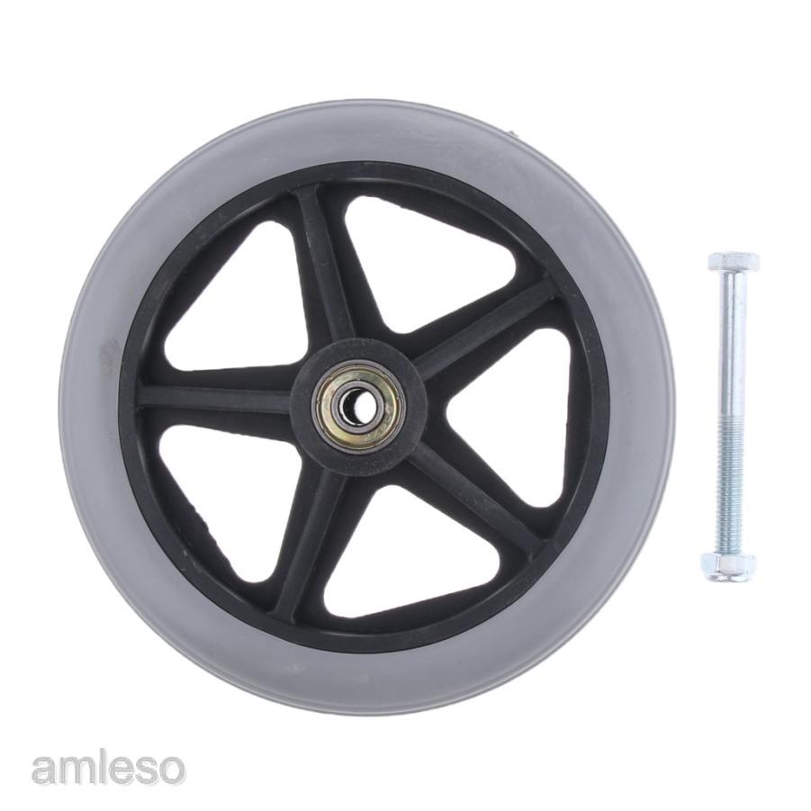 200mm (6") Heavy Duty Gray Rubber Wheelchair Wheel Replacement Front Wheels