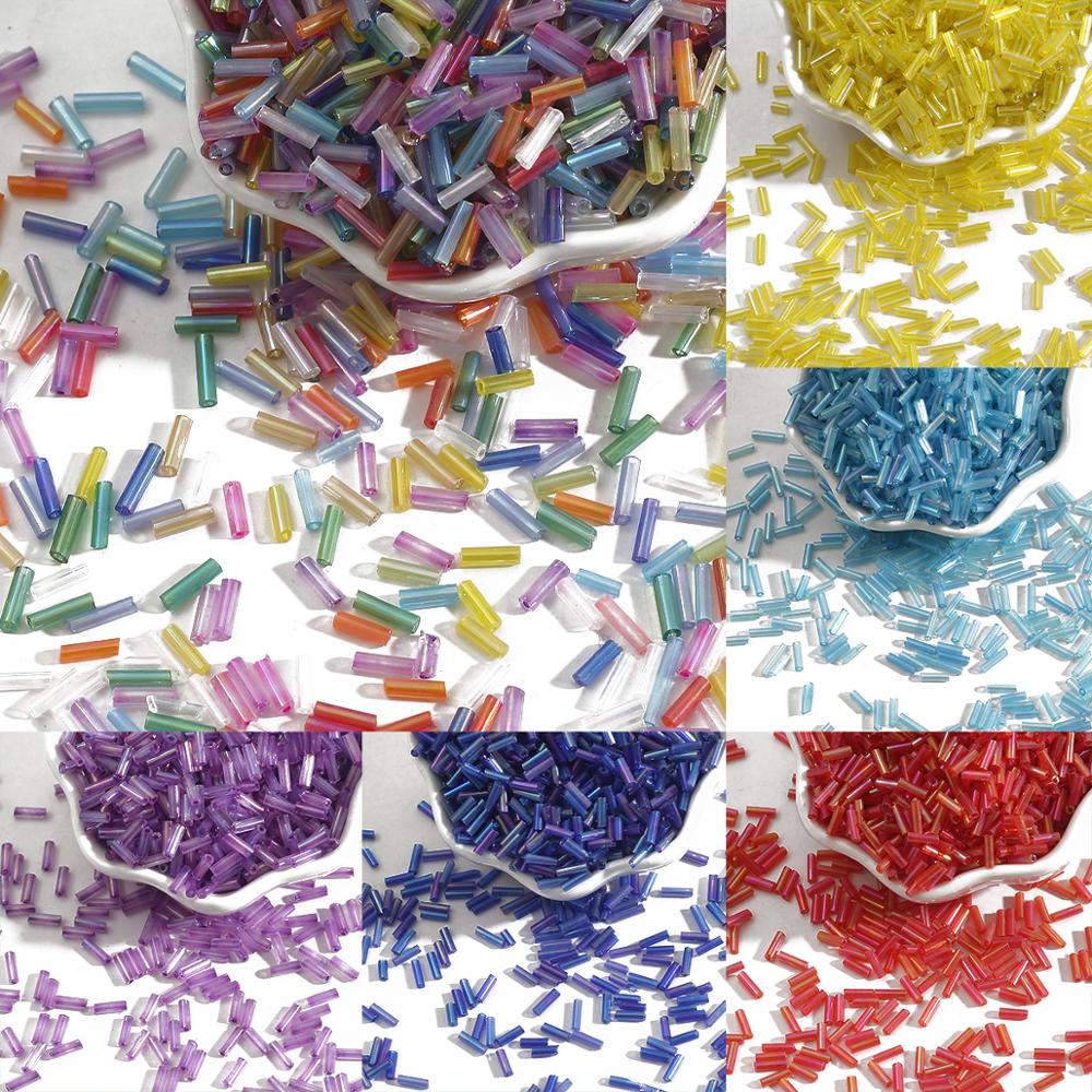 300pcs 2x7 มม.คริสตัลหลอดยาวลูกปัดเรียงราย Bugle เช็กแก้ว Seed Spacer ลูกปัดสําหรับเครื่องประดับทํา DIY อุปกรณ์เสริม