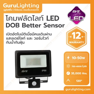 LED Flood Better Sensor 10, 20, 30, 50W โคมฟลัดไลท์แอลอีดี DOB Better พร้อมเซ็นเซอร์ ไฟเปิดอัตโนมัติเมื่อมีคนเดินผ่าน