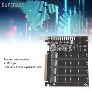 Superage การ์ดอะแดปเตอร์ M.2 Nvme Ssd เป็น Pcie X16 4 พอร์ต ความเร็วสูง 4X32Gbps พร้อมไฟแสดงสถานะ Led สําหรับคอมพิวเตอร์