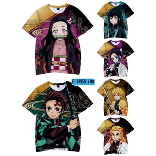 จัดส่งทันที  Demon Slayer Anime เสื้อยืดดาบพิฆาตอสูร kimetsu No Yaiba Kamade Tanjirou Agatsuma Zenitsr  ชุดเด็กผู้ชาย