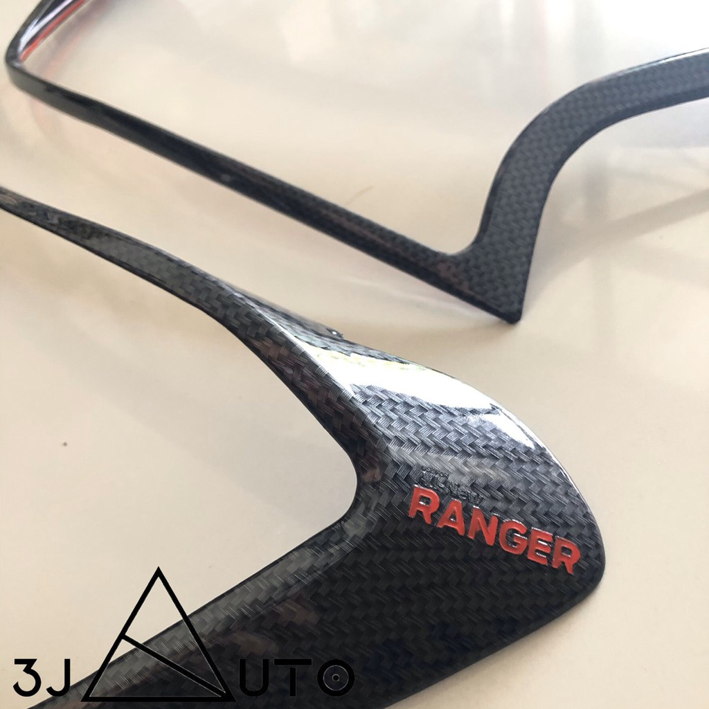 ครอบไฟหน้า ครอบไฟท้าย ลายเคฟล่า โลโก้แดง สำหรับ Ford Ranger 2015-2021 RR