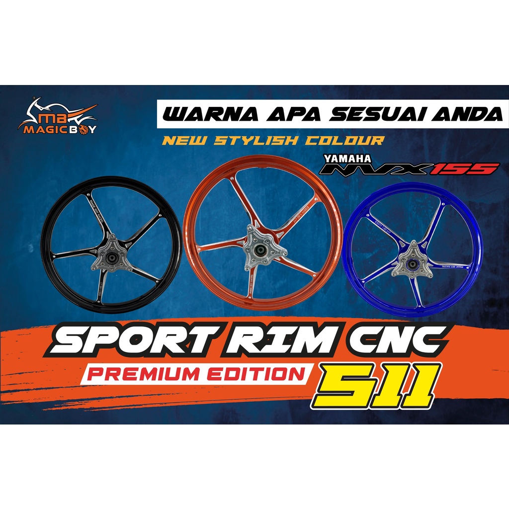 MAGIC BOY NVX FG511 SPORT RIM 17INCH (1.6/1.85 X 17INCH )-MATT ORANGE /BLACK