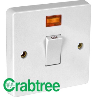 สวิทซ์แอร์ เบรกเกอร์แอร์ 20A 32A ขาว CRABTREE Control Switch with Neon Indicator ขนาด 86x86 มม 3X3