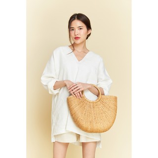 DIVA STYLISTS Japanese Casual Linen Blouse เสื้อผ้าลินินคอกิโมโน ทรงปล่อย