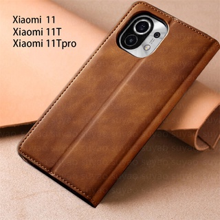 เคสโทรศัพท์หนังหรูหราสำหรับ Xiaomi mi 11T pro 11Tpro กระเป๋าสตางค์พลิกบัตร ฝาครอบป้องกันด้านหลัง ที่ยึดซองแม่เหล็ก กันกระแทกปลอก