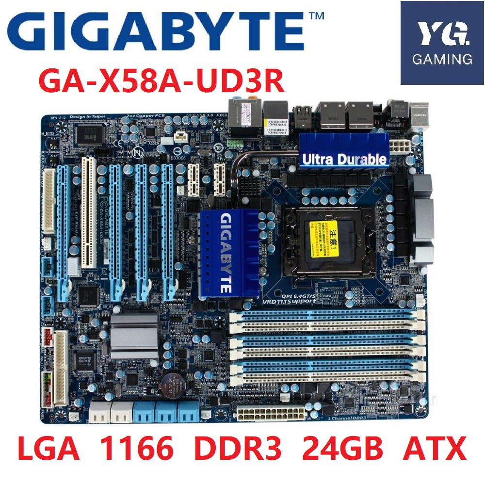 Gigabyte GA-X58A-UD3R LGA 1366 DDR3 24GB USB3.0 X58A-UD3R X58 เดสก์ท็อปใช้เมนบอร์ด
