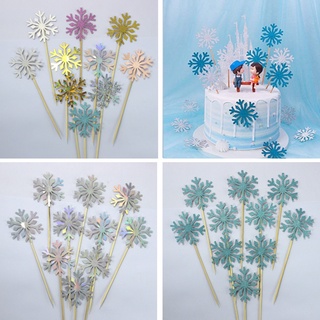 Snowflakes, glitter, birthday cake, cake decorations 10 pieces