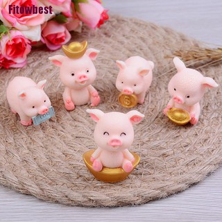 Fbth ตุ๊กตาหมูน่ารัก ขนาดเล็ก สําหรับตกแต่งสวน Diy 5 ชิ้น ต่อชุด