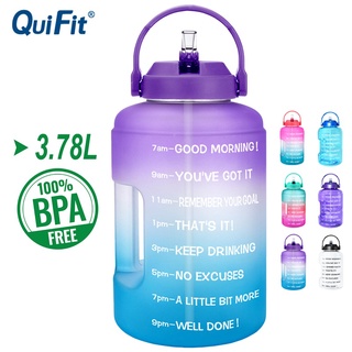 แหล่งขายและราคาQuifit ขวดน้ําแกลลอน ปากกว้าง 3.78 ลิตร พร้อมหลอดดูด ไร้ BPA สําหรับออกกําลังกาย เล่นกีฬาอาจถูกใจคุณ