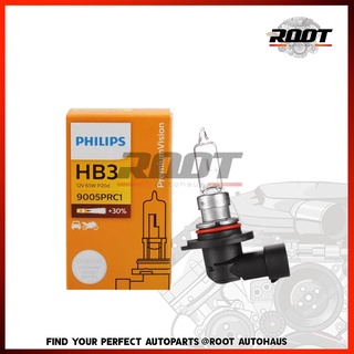 PHILIPS หลอดไฟหน้ารถยนต์  HB3 +30% 12V 65W P20d PremiumVision 9005PRC1