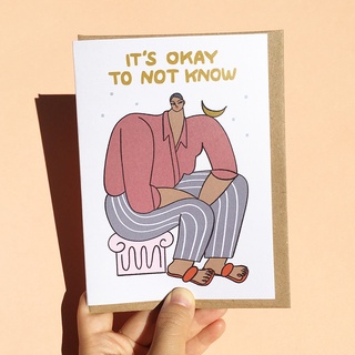 การ์ดอวยพร น่ารัก พร้อมซอง ลายผู้หญิง Its Okay to Not Know แบรนด์ Ping Hatta การ์ดวันแม่ Encouragement Sympathy Card