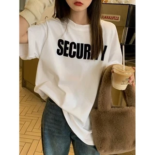 เสื้อยืดสีขาวคอกลมผู้หญิงน่ารัก oversize เสื้อผ้าวินเทจวัยรุ่น เกาหลีแฟชั่น เสื้อโอเวอร์ไซส์ผ้าคอตตอน ไซส์ใหญ่ สกรีน