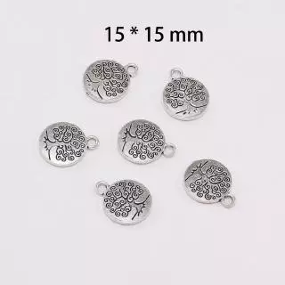 10Pcs จี้โอมเงินธิเบต จี้รูปดอกบัวสีเงินสําหรับทําเครื่องประดับ