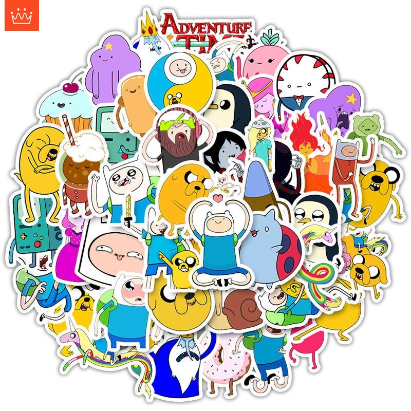 J· สติ๊กเกอร์ Adventure Time ชุดสติ๊กเกอร์การ์ตูนเด็กกันน้ำน่ารัก, 50 แผ่น