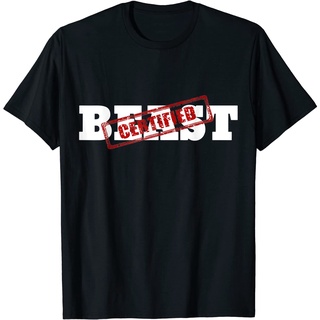 Certified BEAST เสื้อยืด ผ้าฝ้ายแท้ คุณภาพสูง สําหรับออกกําลังกาย ฟิตเนสS-5XL