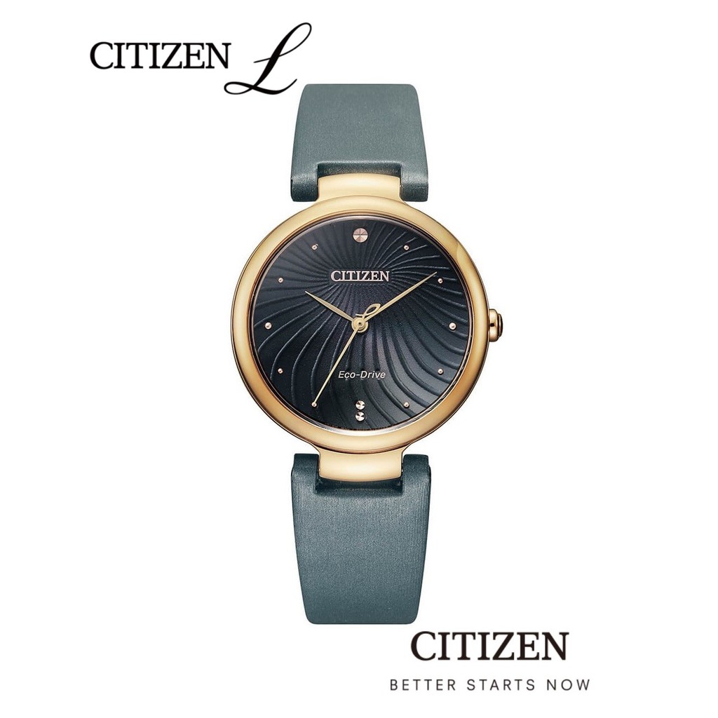 CITIZEN L Eco-Drive EM0853-14H  Satin Leather Lady Watch ( นาฬิกาผู้หญิงพลังงานแสง )