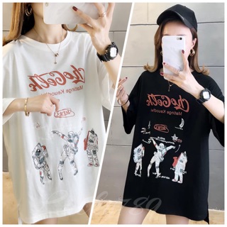 🔥พร้อมส่ง🔥  เสื้อยืด OveRSiZE สกรีนลาย สไตล์เกาหลี  🪐