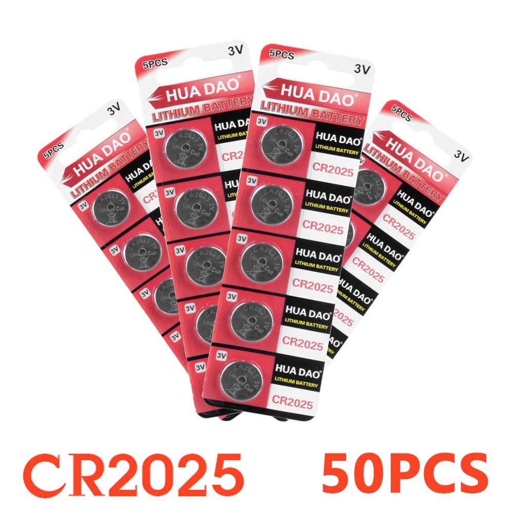 50pcs CR2025 CR 2025 3V Lithium Li-ion Button Coin Battery DL2025 BR2025 KCR2025 for remote control 