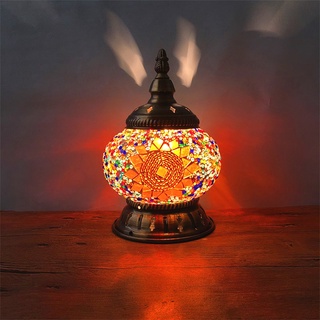 ใหม่ล่าสุด โคมไฟตั้งโต๊ะ โมเสค ลายศิลปะ Deco Handcrafted Lamparas De Mesa Glass Romantic Bed Light Lamparas Con Mosaicos