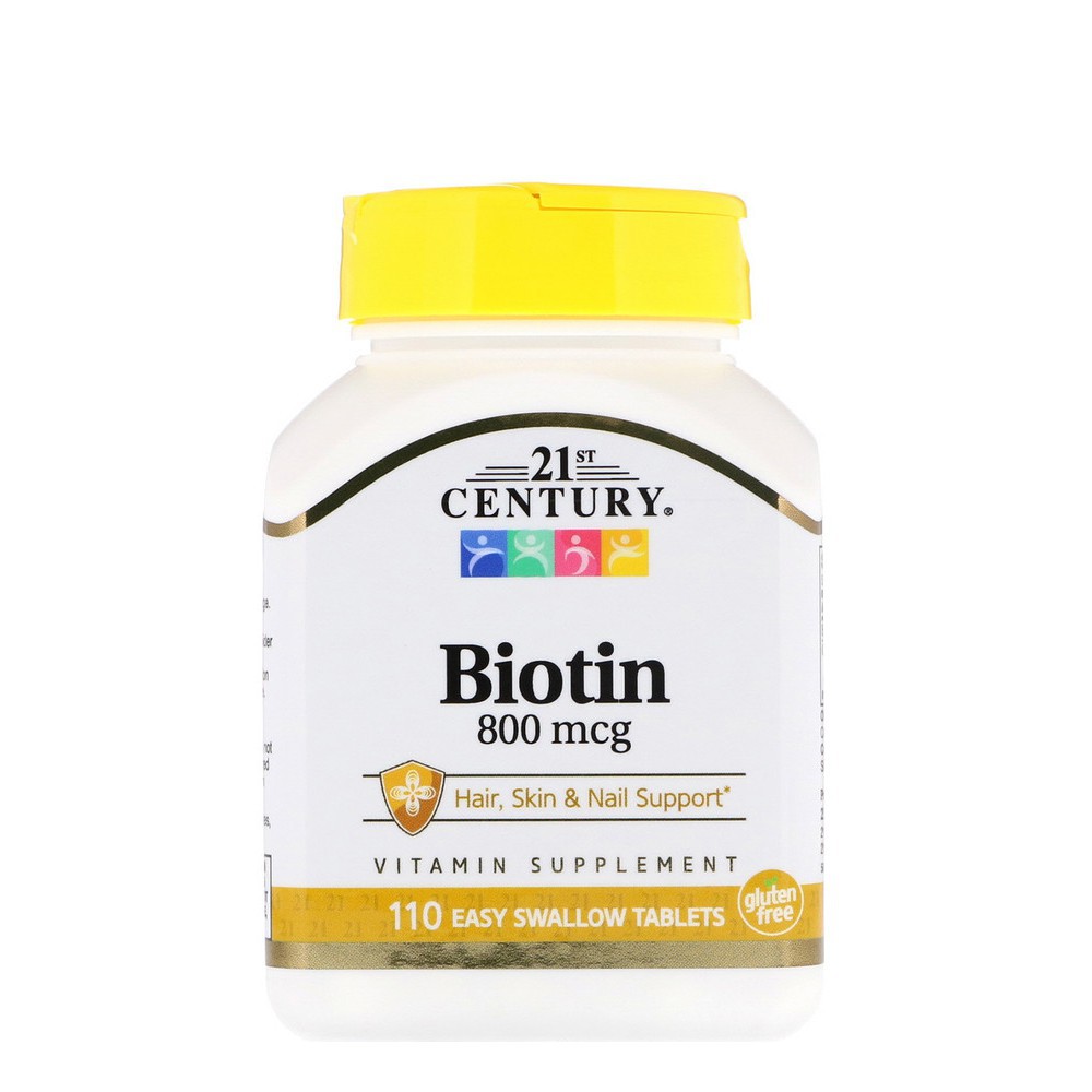 พร้อมส่ง!! หมดอายุ 2024 ไบโอติน 21st Century : Biotin ; 800 mcg, 110 Easy Swallow Tablets