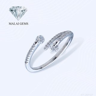 Malai Gems แหวนเพชร แหวนเพชรคู่ เงินแท้ 925 เคลือบทองคำขาว ประดับเพชรสวิส CZ รุ่น 071-2R31227 แถมกล่อง แหวนเงินแท้