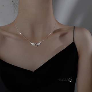 GLAMOR✨สร้อยคอหรู ANGEL WINGS ปีกนางฟ้าขยับได้ สร้อยเพชร สร้อยพร้อมจี้ สร้อยเงินแท้เกาหลี สร้อยคอจี้เพชร สร้อยคอผู้หญิง