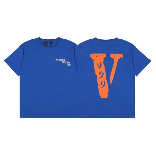 Vlone เสื้อยืดแขนสั้น ผ้าฝ้าย พิมพ์ลาย แฟชั่นสําหรับผู้ชาย และผู้หญิง