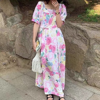 ⚡️พร้อมส่ง⚡️D1 Maxi Dress เดรสยาวพื้นสีขาวลายดอกไม้ละมุน งานจริงสีสันน่ารักสดใสมากๆค่ะ