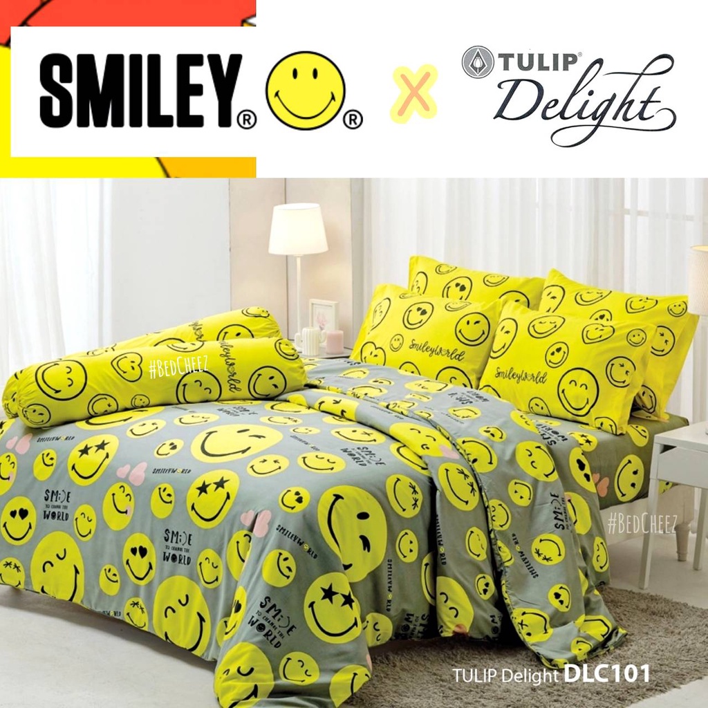 ผ้าปูที่นอน (ไม่รวมนวม)​ Smiley by Tulip delight ลายอมยิ้ม สไมล์ สไมล์ลี่ Smile กราฟฟิก Graphic