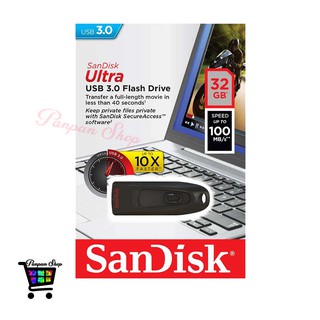 SanDisk Ultra 32 GB USB 3.0 Flash Drive Transfer Speeds Up To 100MB/s (SDCZ48-032G-U46) รับประกัน 5 ปี