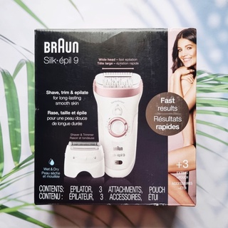 (Braun®) Epilator Silk-épil 9 Hair Removal for Women, SES 9-720 เครื่องกำจัดขน สำหรับผู้หญิง Wet &amp; Dry