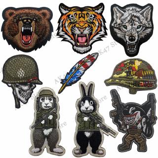 Animal head patch tactical patch badge armband feather shark rabbit patch