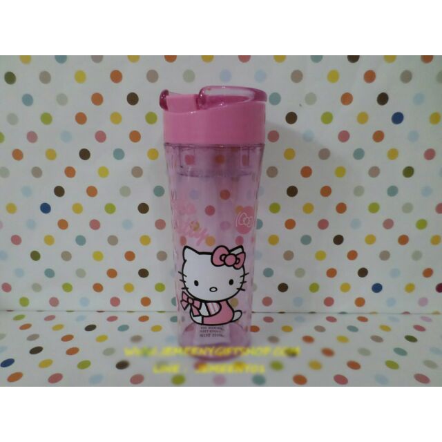 แก้วทรงกระบอกพร้อมตัวกรองและฝาปิด ลายฮัลโหลคิตตี้ Hello Kitty