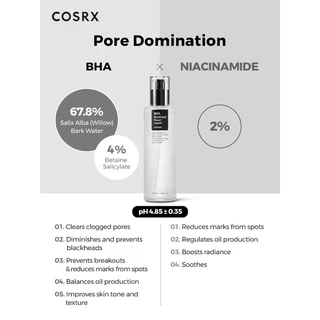 COSRX BHA Blackhead Power Liquid 100ml เอสเซนส์ผลัดเซลล์ผิว ทำความสะอาดรูขุมขนที่อุดตัน ขจัดสิวและสิวหัวดำ ผิวกระจ่างใส
