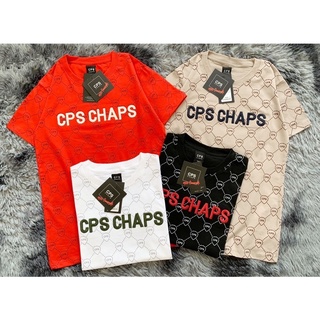 New👚เสื้อยืดแขนสั้นCPS-Chaps-No.74งานพิมพ์ลาย-ปักนูนCPSงานป้ายห้อยคอตตอน100%