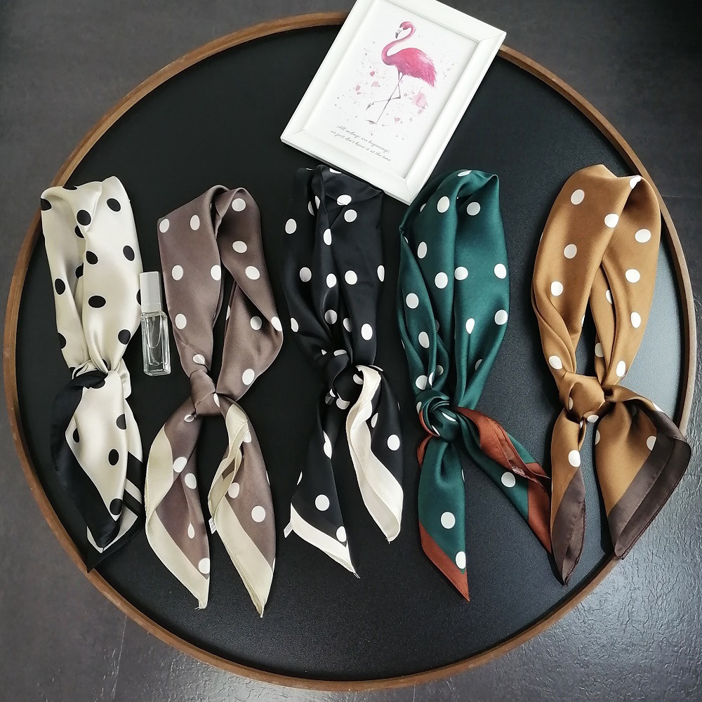CICI ผ้าพันคอผ้าพันคอผ้าไหมทรงสี่เหลี่ยม สำหรับสตรี 5 Colors
