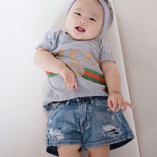 Artery Kids Jeans / รุ่นผ้านอก KR / ขาสั้น ขาตรงกีดขาด / สีซีด