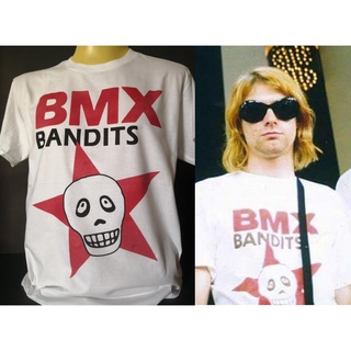 เสื้อยืดแฟชั่น เสื้อวงนำเข้า BMX Bandits Kurt Cobain Nirvana Grunge Punk Rock Style Vintage T-Shirt